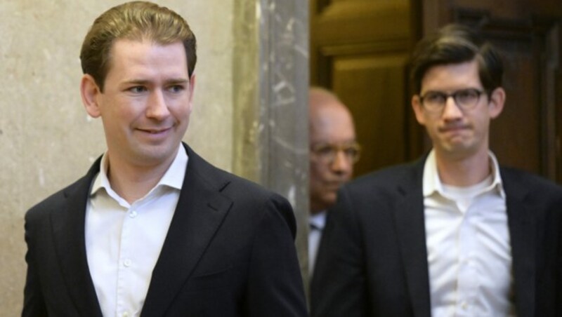 Die Befragung von Sebastian Kurz und Bernhard Bonelli (re.) ist abgeschlossen. (Bild: APA/ROBERT JAEGER)