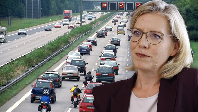 Leonore Gewessler hat zum Autobahnausbau eine klare Meinung. (Bild: Reinhard Holl, Krone KREATIV)