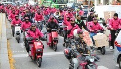 Mittwoch gingen Foodora-Fahrer zum Streik auf die Straße (Bild: Jöchl Martin)