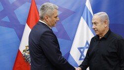Von links: Bundeskanzler Karl Nehammer und Israels Ministerpräsident Benjamin Netanyahu