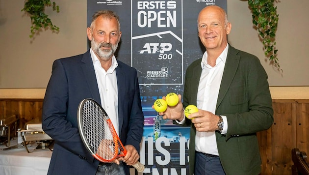 Turnierbotschafter Thomas Muster (li.) mit Turnierdirektor Herwig Straka  (Bild: Robert Harson)