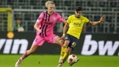 Saint-Gilloise-Stürmer Amoura zeigte gegen Talovierov und Co. oftmals sein Tempo (Bild: GEPA pictures/ Manuel Binder)