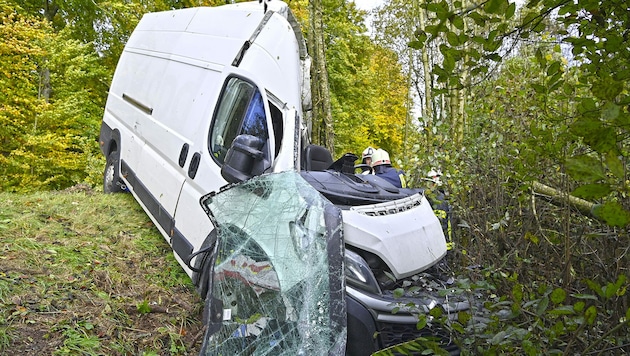 Der Mann krachte gegen mehrere Bäume. (Bild: Manfred Fesl)