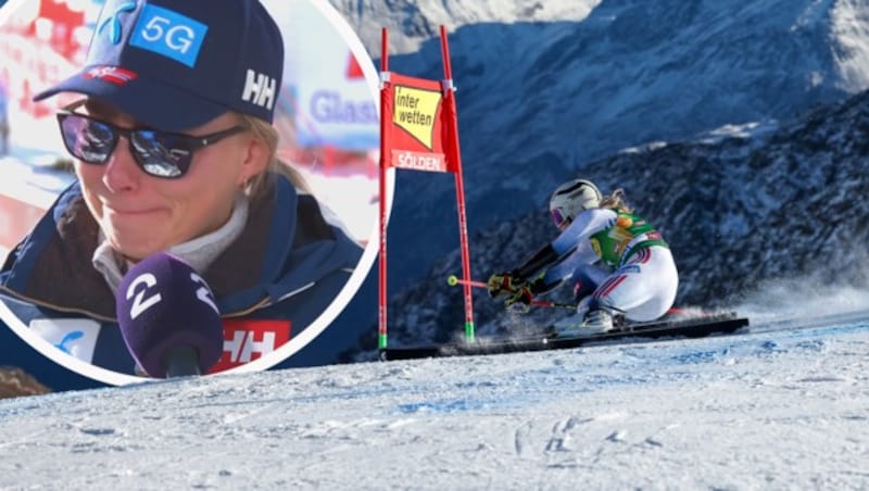 Tränen bei Ragnhild Mowinckel nach ihrer Disqualifikation in Sölden (Bild: APA/EXPA/JOHANN GRODER, www.tv2.no (Screenshot))