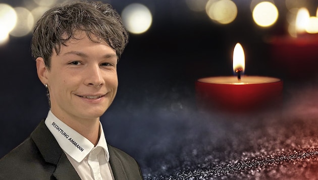 Viel Empathie bringt der 22-jährige Elias Ammann für die Angehörigen von Verstorbenen mit. (Bild: Stock Adobe und zvg/Amann Krone KREATIV,)