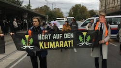 Mit Masken verkleidet blockierten Klimaaktivisten erneut den Wiener Ring. (Bild: Letzte Generation AT)