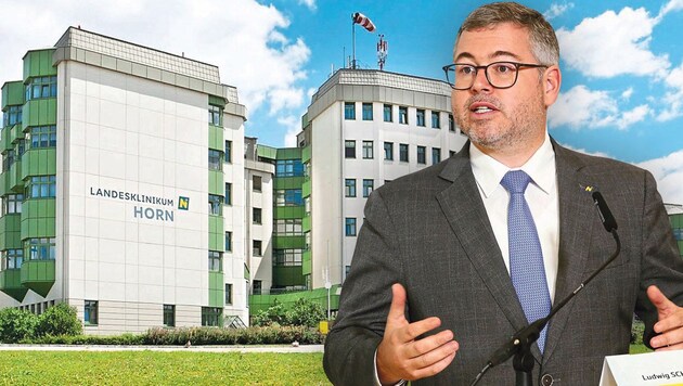 Der für die LGA zuständige Landesrat Ludwig Schleritzko kommentiert den Skandalfall im Krankenhaus Horn nicht. (Bild: LGA, www.picturedesk.com/GERTEGGENBERGER/APA/picturedesk.com, Krone KREATIV)