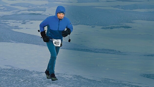 Strafverteidiger Normann Hofstätter lief 63 Kilometer auf Eis und Schnee. (Bild: zVg)