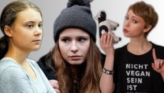 Greta Thunberg, Luisa Neubauer und Raffaela Raab haben eines gemeinsam: Die Zeiten waren schon einmal besser. (Bild: AP, AFP, Militante Veganerin/Instagram)