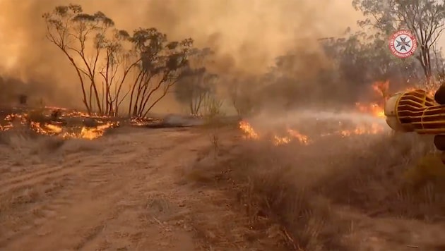 A súlyos tüzek jelenleg is lázban tartják Ausztráliát. (Bild: APA/Queensland Fire And Emergency Services via AP)