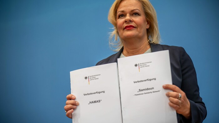 Innenministerin Nancy Faeser hat die Hamas und das pro-palästinensische Netzwerk Samidoun ...