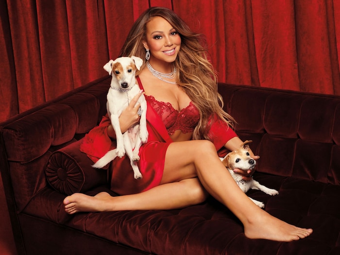 Mariah Carey posierte für die Weihnachts-Kampagne der Dessousmarke unter anderem mit ihren Hunden.