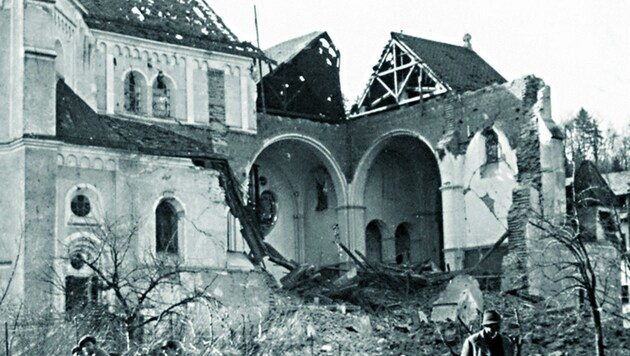 Die Ruine nach den Bombenangriffen 1945. (Bild: Wolfgang Zarl)