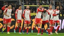 Großer Jubel bei den Bayern-Kickern (Bild: APA/AFP/INA FASSBENDER)