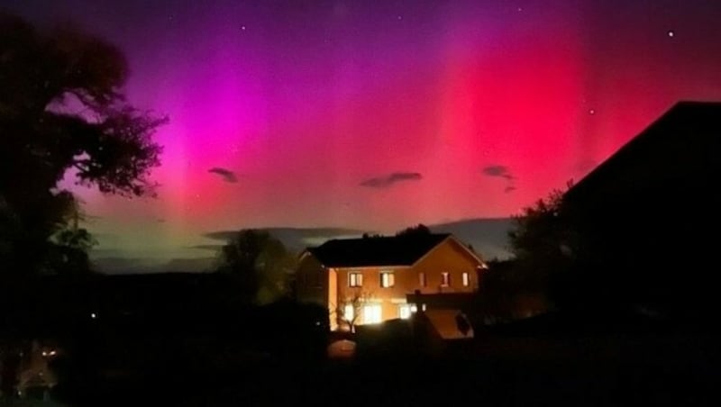 Auch über Murstetten in Niederösterreich leuchteten die Polarlichter in aller Pracht. (Bild: Reinhard Breitner)