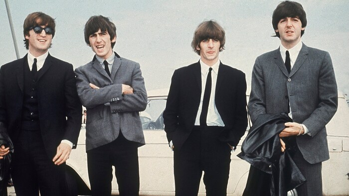John Lennon, George Harrison, Ringo Starr und Paul McCartney 1964 in ihrer Heimatstadt Liverpool