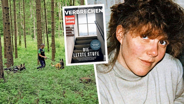 2001 verschwand die 37-jährige Heidrun Wastl aus ihrem Haus. Zu Tode gekommen sein soll sie in einem Waldstück bei Ofenbach - viele Male hatte die Polizei dort nach ihrer Leiche gesucht. (Bild: Marcus Deak/Repro, Krone KREATIV)