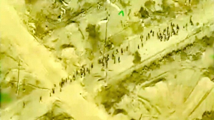 Am Montag veröffentlichte das israelische Militär Luftaufnahmen, die palästinensische Zivilisten ...