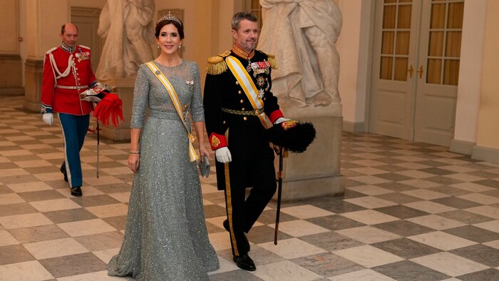 Kronprinzessin Mary strahlte neben Kronprinz Frederik in einer silbernen Glitzerrobe.