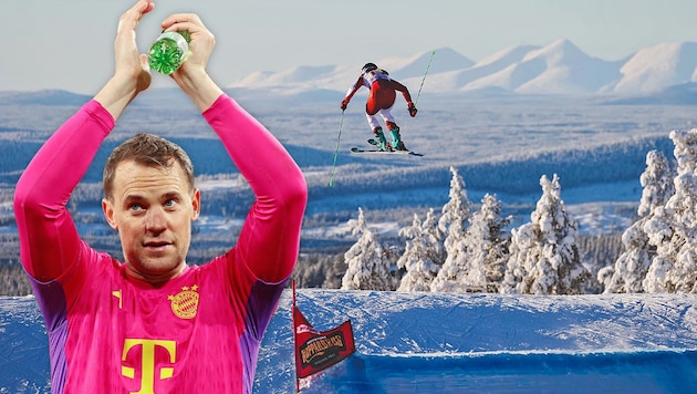 Bayern-Keeper Manuel Neuer darf sich zukünftig auch über österreichische Skierfolge freuen. (Bild: GEPA Pictures, Reuters, Krone KREATIV)