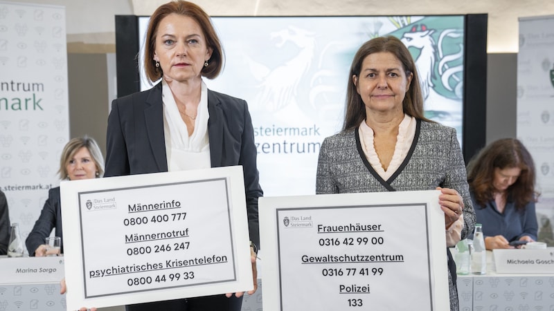 Landesrätinnen Simone Schmiedtbauer und Doris Kampus appellieren, Notrufnummern zu nutzen. (Bild: steiermark.at/binder)