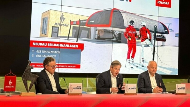 Martin Leitner, Anton Bodner und Christian Wörister (von links) referieren über die Neuheiten auf dem Podium. (Bild: Claus Meinert)