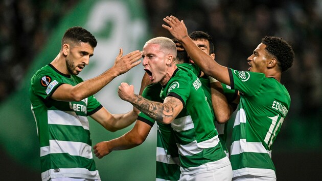 Jubel bei Sporting Lissabon. (Bild: APA/AFP/PATRICIA DE MELO MOREIRA)