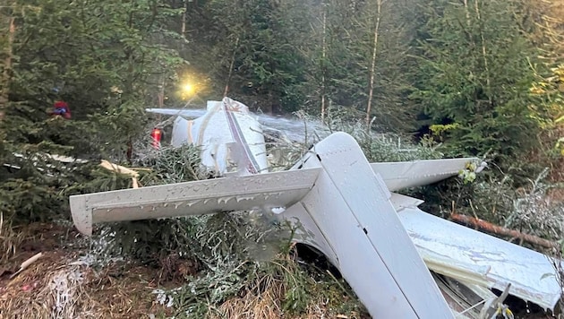 Das abgestürzte Kleinflugzeug in St. Andrä im Lungau (Bild: BSBÖ Lungau/Thomas Keidel)