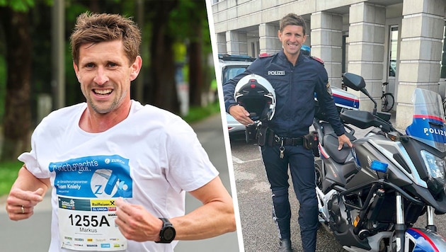 Markus Hartinger ist hauptberuflich als Verkehrspolizist in Graz tätig. Beruf und Sport zu vereinbaren, ist herausfordernd. (Bild: Monika Krisper, GEPA Pictures/Wolfgang Grebien, Krone KREATIV)