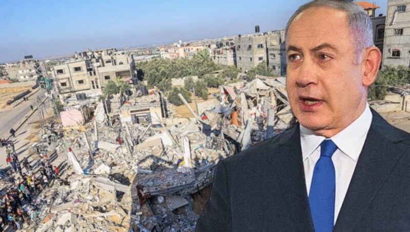 Israels Ministerpräsident Benjamin Netanyahu (Bild: AFP (2), Krone KREATIV)