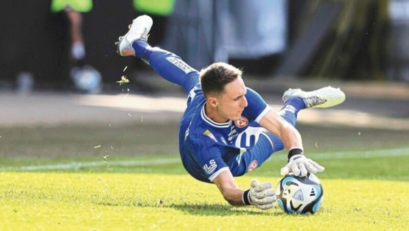 In Liebenau ist GAK-Schlussmann Jakob Meierhofer in dieser Saison noch ohne Gegentor. (Bild: GEPA pictures)
