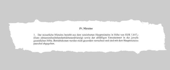 Auszug aus dem Mietvertrag