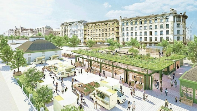 Der Naschmarkt bekommt einen „Marktraum“. (Bild: Mostlikely Architecture)