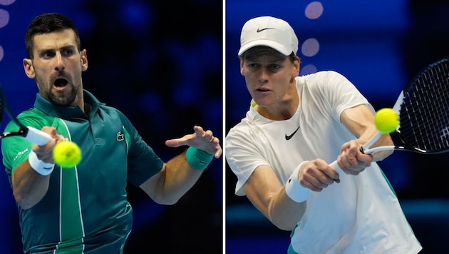 Novak Djokovic (l.) und Jannik Sinner (r.) fehlen in Berlin. (Bild: ASSOCIATED PRESS, krone.at-kreativ)