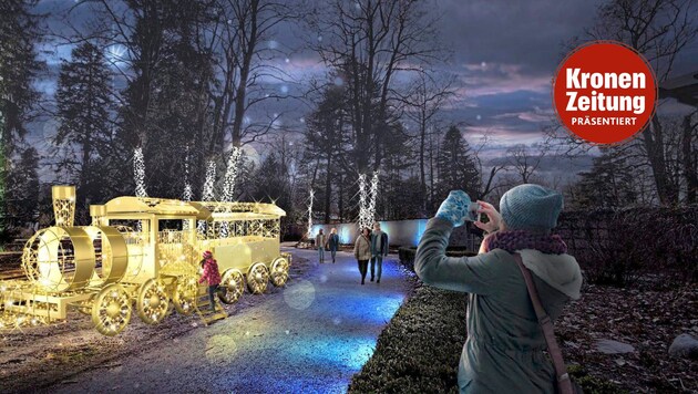 Die Eisenbahn aus Licht und andere Motive von MK Illumination bringen nicht nur Kinderaugen zum ...