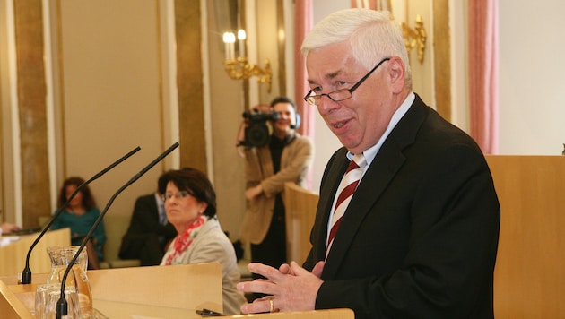 Hermann Kepplinger bei seiner Abschiedsrede im OÖ-Landtag im April 2021. (Bild: Land OÖ / E. Grilnberger)