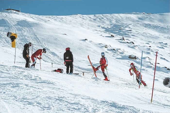 Das ÖSV-Team beim Training in Gurgl.