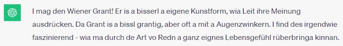 Der digitale gekünstelte Mundl hat auch eine Meinung zum Wiener Grant.