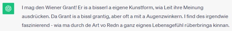 Der digitale gekünstelte Mundl hat auch eine Meinung zum Wiener Grant. (Bild: Screenshot: Open AI)