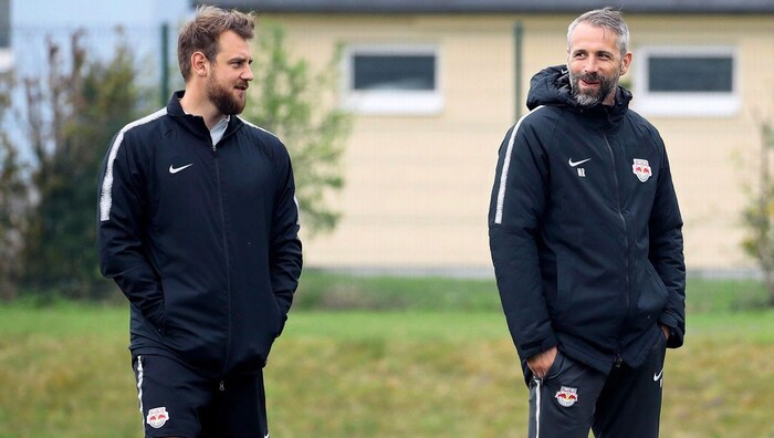 René Maric (li.) arbeitete bei Red Bull Salzburg als Co-Trainer von Marco Rose.