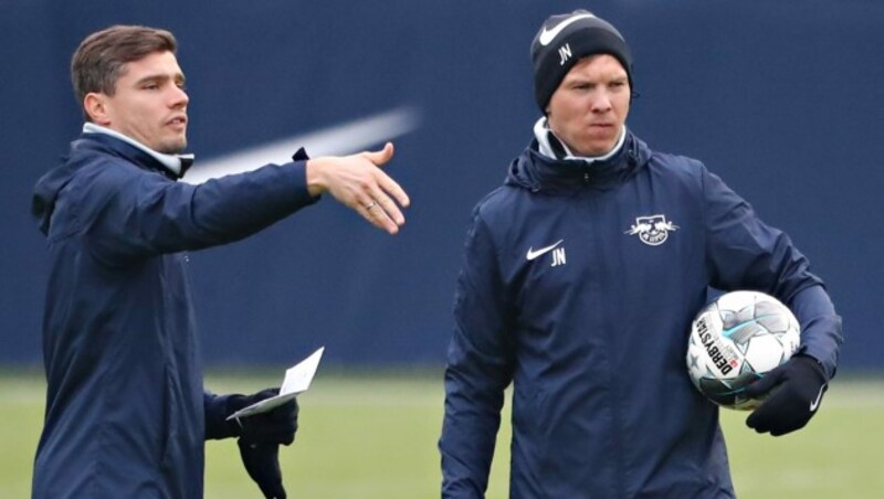 Robert Klauß (li.) arbeitete lange in Leipzig an der Seite von Julian Nagelsmann (re.) (Bild: GEPA pictures)