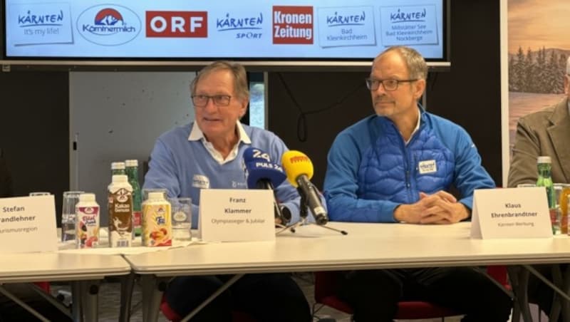 Franz Klammer und Kärnten-Werber Klaus Ehrenbrandtner bei der Event-Vorstellung. (Bild: Wallner Hannes)