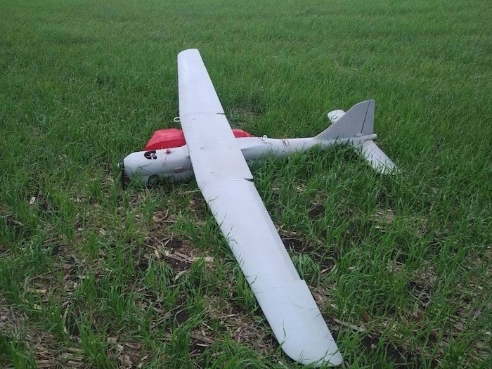 A crashed Orlan reconnaissance drone