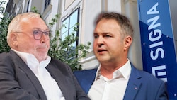 SPÖ-Chef Andreas Babler geht auf Distanz zum roten Ex-Kanzler Alfred Gusenbauer. (Bild: APA, Krone KREATIV)
