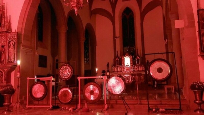 Das Gong-Orchester ertönte auch schon bei der vergangenen Lichtstadt im Feldkircher Dom. (Bild: zvg/Karin Amann)