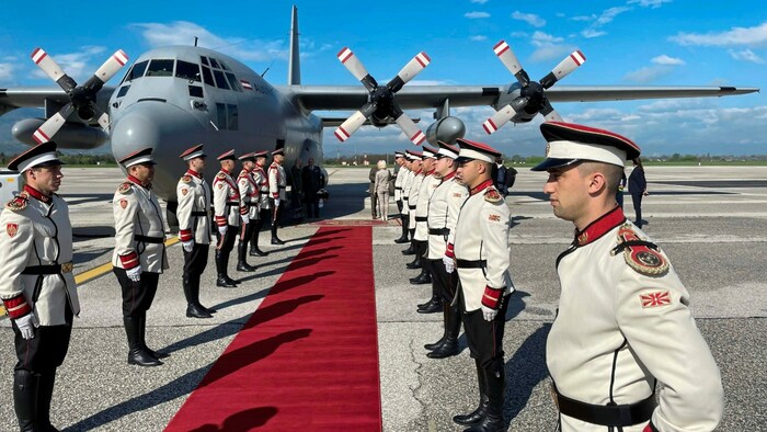 Feierlicher Empfang bei Staatsbesuch in Nordmazedonien. Vor dem roten Teppich wirkt Österreichs ...