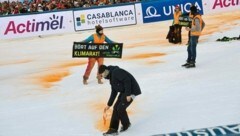 Bei Österreichs Dreifach-Sieg in Gurgl gab’s nur einen Störfaktor: Klima-Protest. (Bild: Birbaumer Christof)