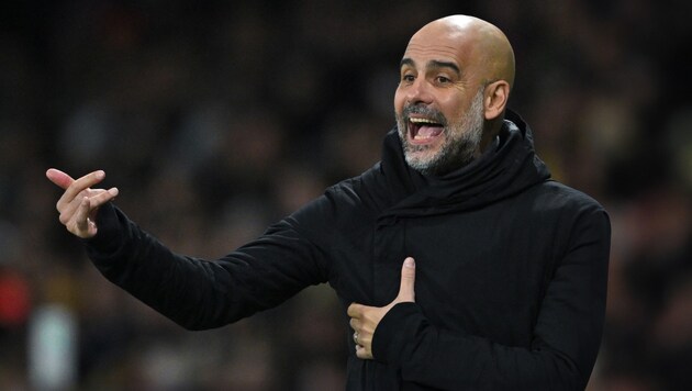 Manchester Citys Trainer Pep Guardiola (Bild: APA/AFP/Fabrice COFFRINI, Photoshop)