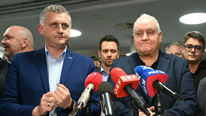 Die Chefverhandler der Gewerkschaften: Reinhold Binder und Karl Dürtscher (rechts)