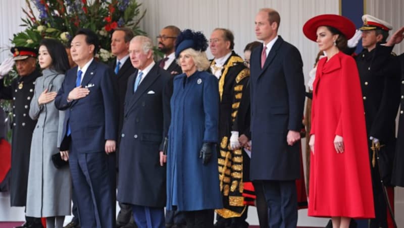 Die Royals empfingen den Präsidenten und die First Lady von Korea in London. (Bild: APA/Chris Jackson/Pool Photo via AP)